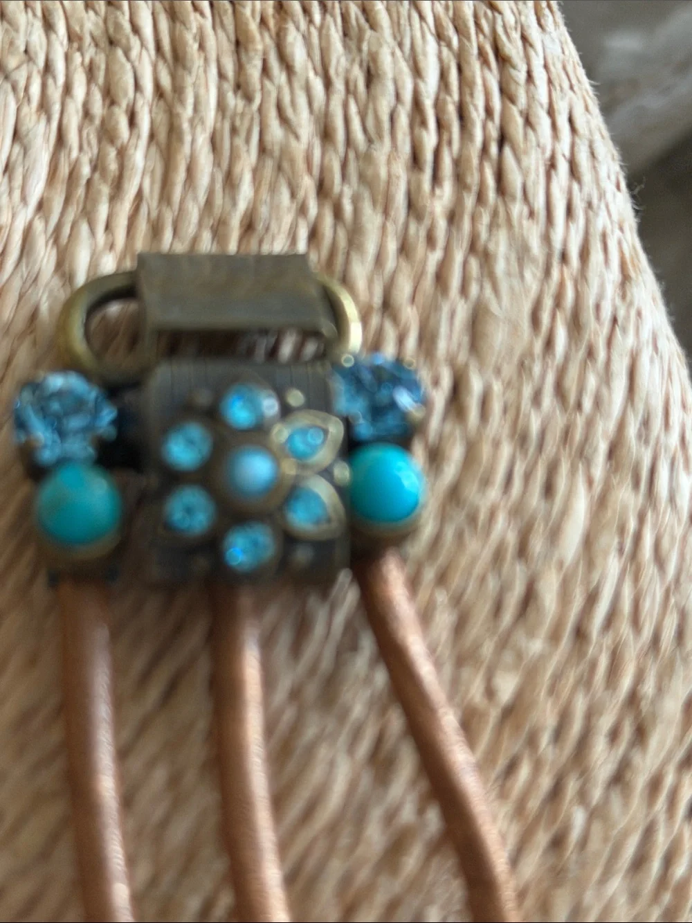 Bracelet turquoise color with blue rhinestones